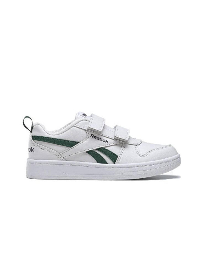 Scarpe da ginnastica da bambini bianche con logo verde e strappi REEBOK ROYAL PRIME 2.0 2V GX1451
