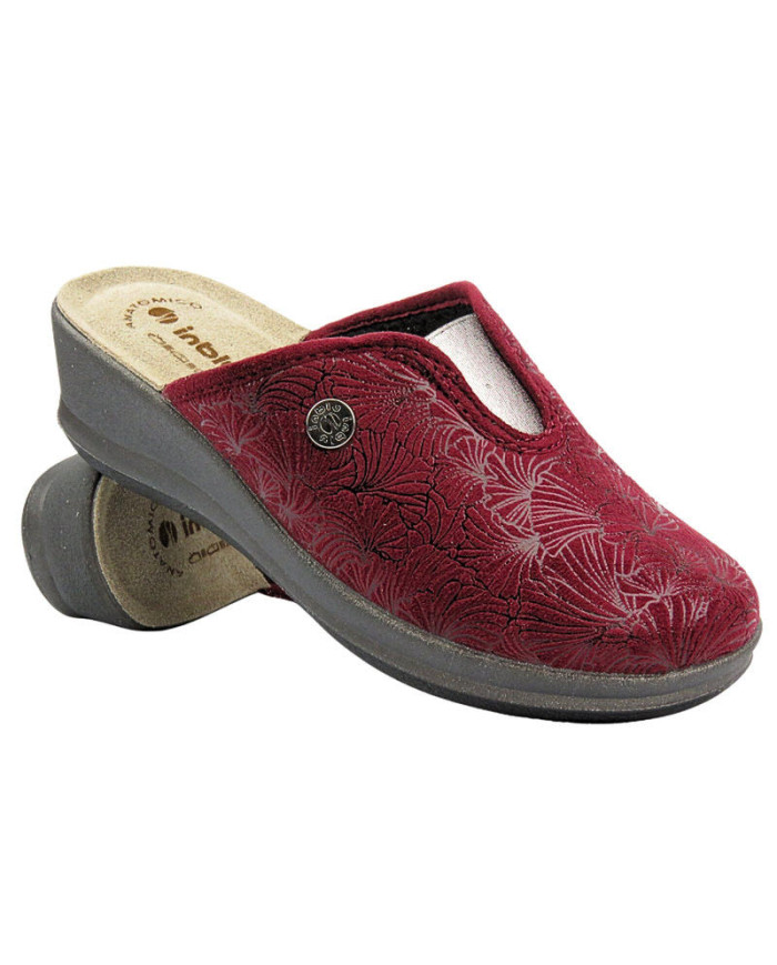 Pantofole con zeppa morbida da donna - INBLU GI-21, bordeaux
