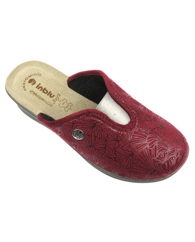 Pantofole con zeppa morbida da donna - INBLU GI-21, bordeaux
