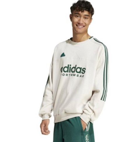 Felpa Unisex grigio chiaro/verde ADIDAS ORIGINALS Girocollo Realizzata in morbido pile di cotone con dettagli a coste Marchio ad