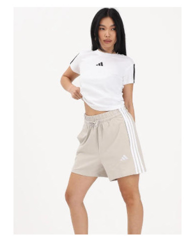 adidas short da donna beige basic con righe bianche
