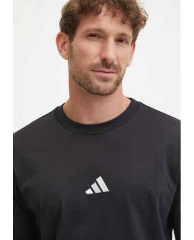 T-shirt di cotone adidas Essentials
colore maschile nero con applique
