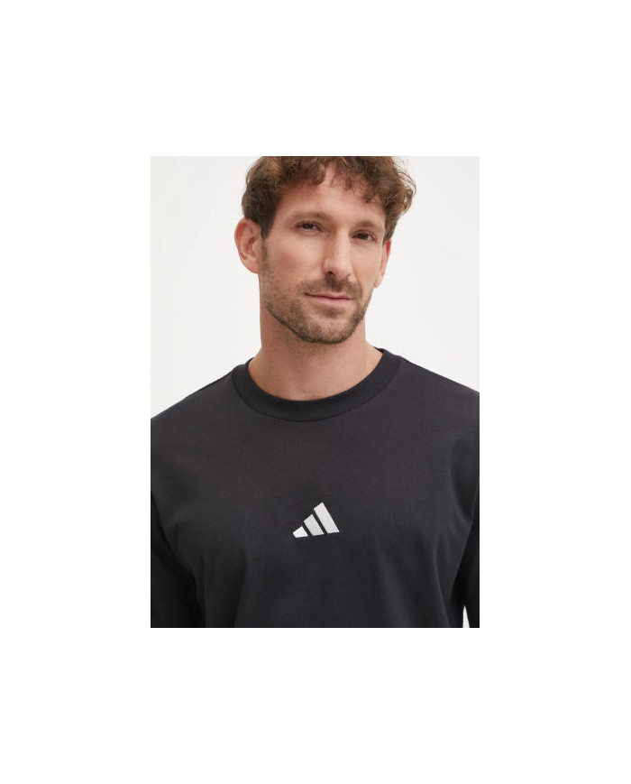T-shirt di cotone adidas Essentials
colore maschile nero con applique
