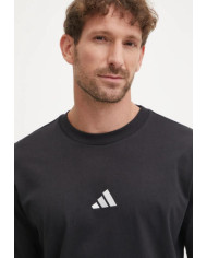 T-shirt di cotone adidas Essentials
colore maschile nero con applique
