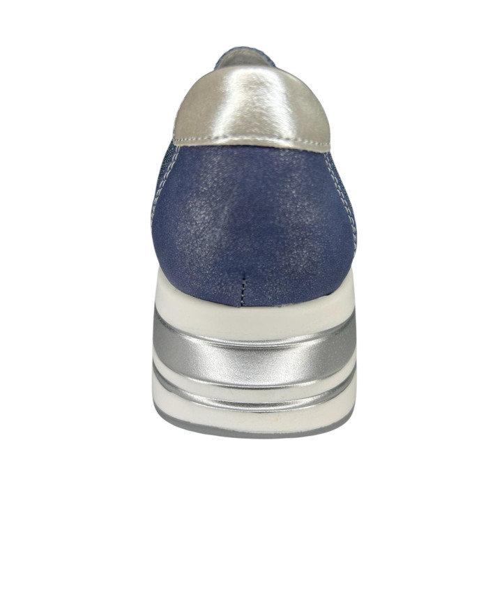 Mocassino donna con glitter e catena superiore 
