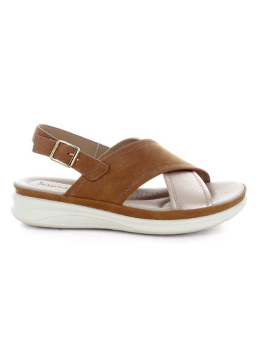 SCIOCCANTE MIN-A3294 sandalo da donna colore marrone e oro.
