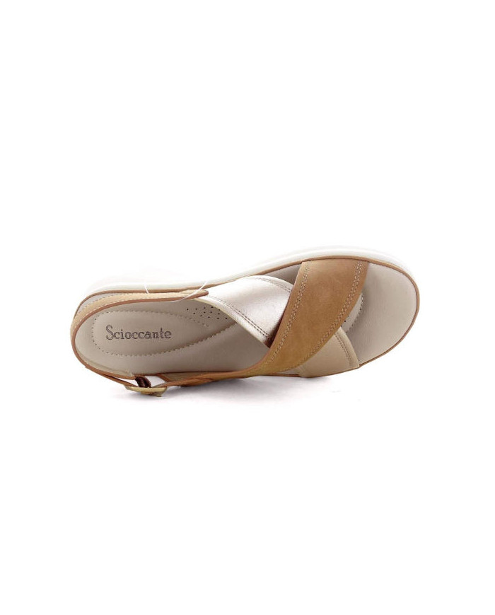 SCIOCCANTE MIN-A3294 sandalo da donna colore marrone e oro.
