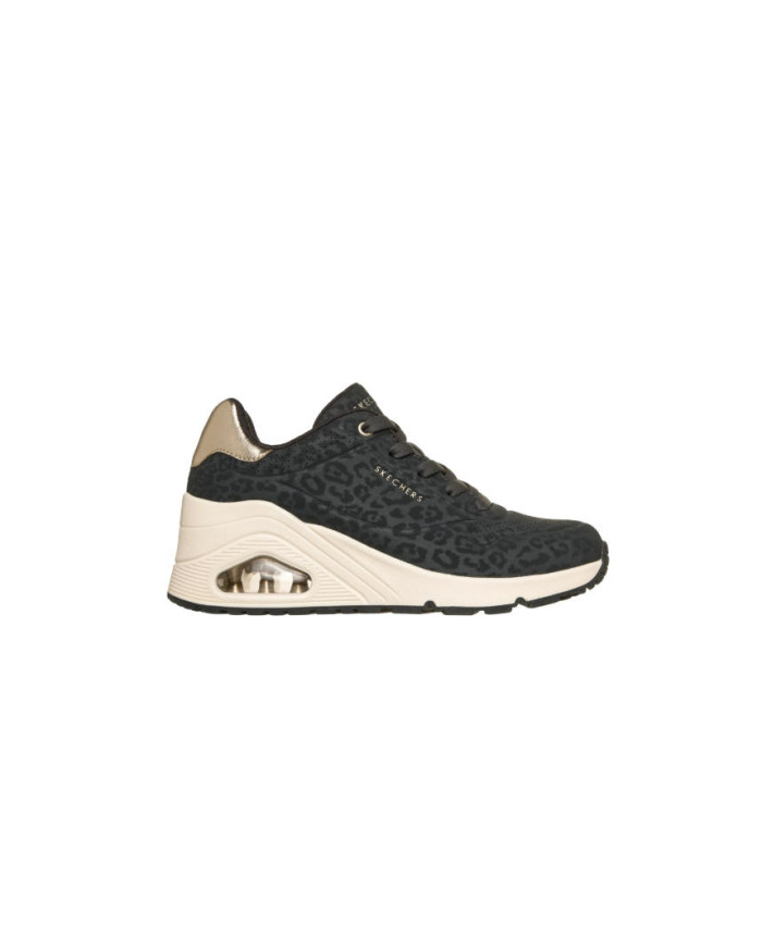 Skechers da donna con suola rialzata nel tallone con stampa animalier 
