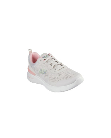 SKECHERS DA DONNA IN TELA BEIGE E DETTAGLI ROSA

