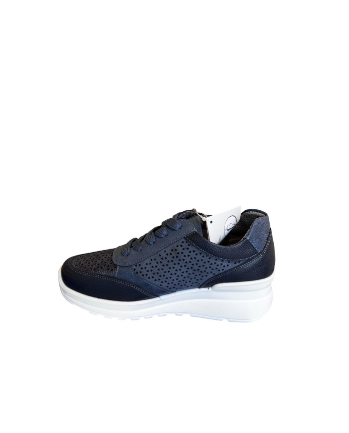 Sneakers da donna Evaflex blu 4050 con punti traforati 
